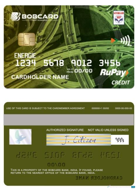 Download India HPCL Energie RuPay credit Bobcard Photoshop template